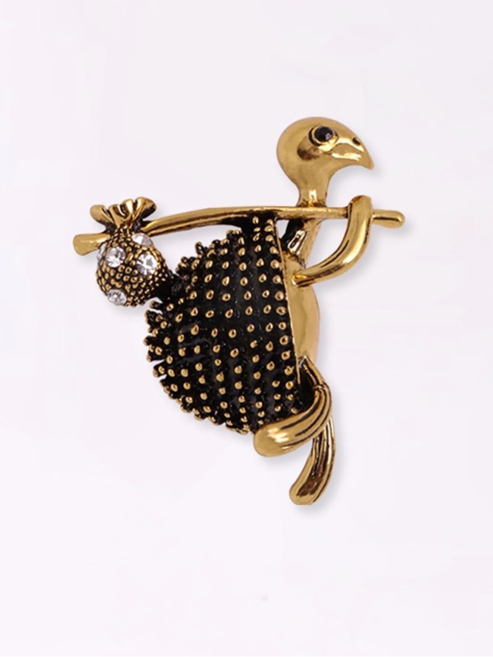 Gold Tone and Black Turtle Brooch Pin